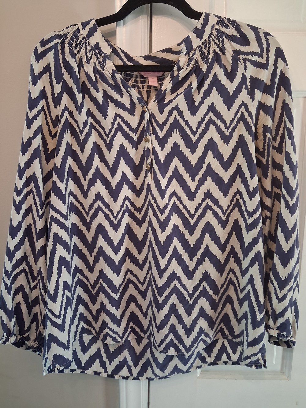 Lilly Pulitzer Navy and White Zigzag Silk Elsa